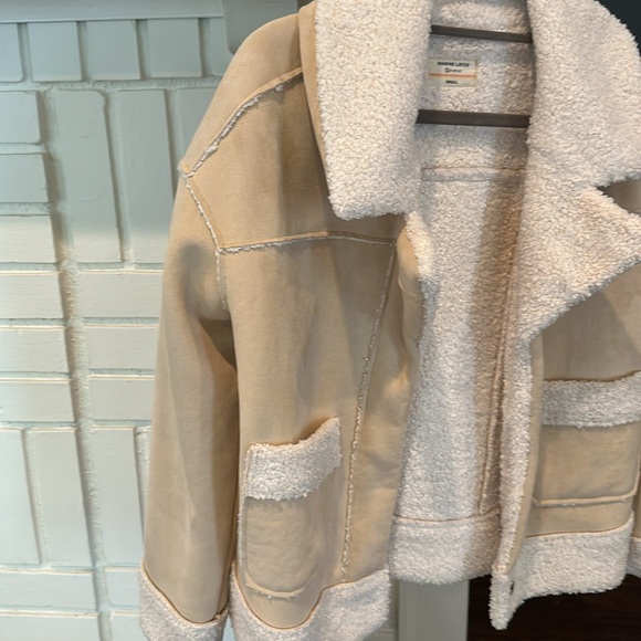Marine Layer Tan Sherpa Suede Bomber - Picture 4 of 6